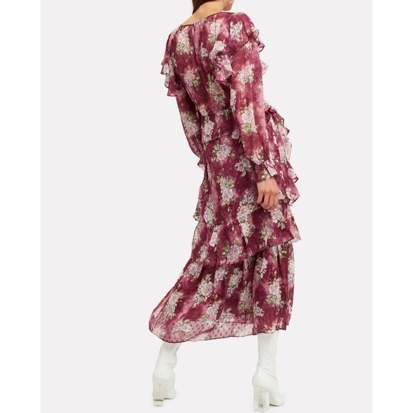 LoveShackFancy Sonia Silk Floral Midi Dress K31 - Picture 5 of 11